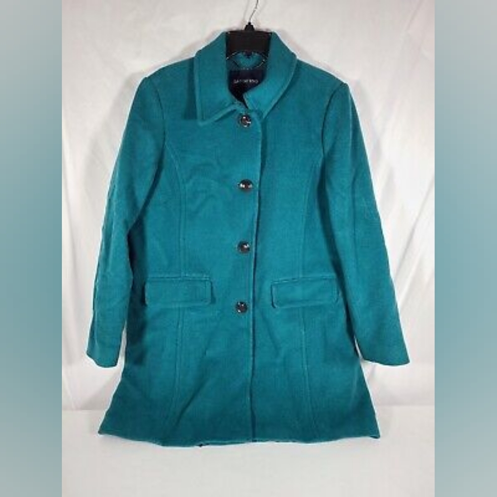LANDS' END Women's SZ 16 Wool Blend Green Peacoat
